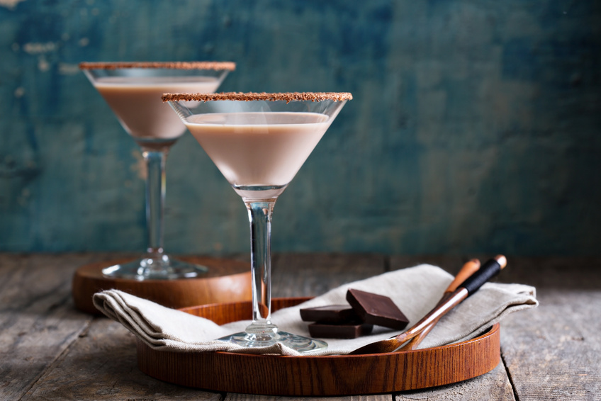 Chocolate martini coctail made from chocolate, cream and vodka